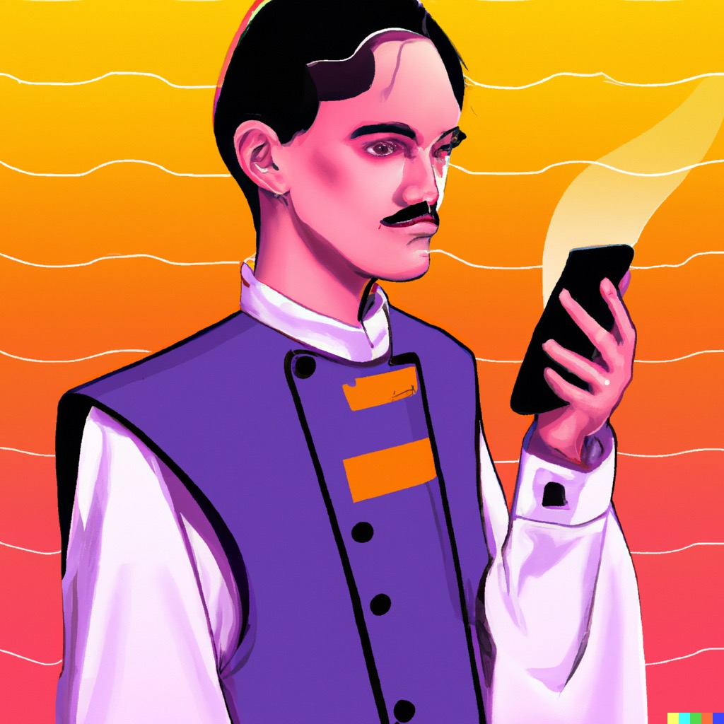 A television showing an order list in a busy kitchen